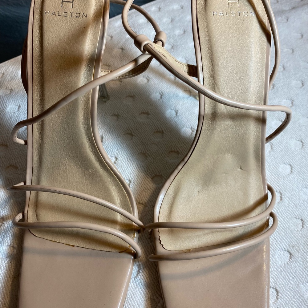 HALSTONS Nude Women's Wizard Multi Strap Party Heels Sandal - Picture 10 of 15